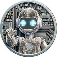 BROBOT, a silver coin with a robot on it